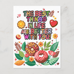 Cartão Postal De Festividades Rosquinhas e flores do Dia de os namorados de sala