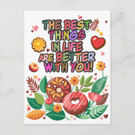 Cartão Postal De Festividades Rosquinhas e flores do Dia de os namorados de sala