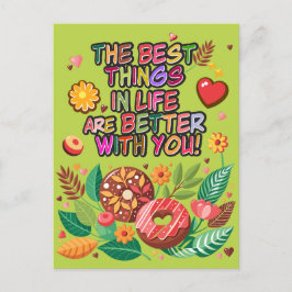 Cartão Postal De Festividades Rosquinhas e flores do Dia de os namorados de sala