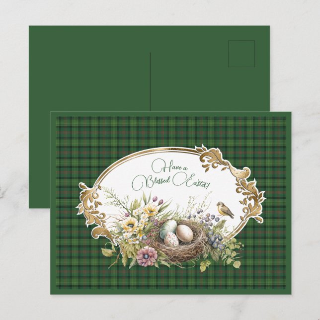 Cartão Postal De Festividades Ross Hunting Antiga Páscoa Escocesa de Tartan (Frente/Verso)