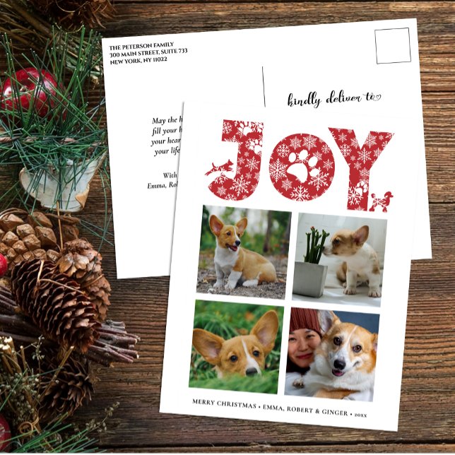 Cartão Postal De Festividades Roteiro de Cachorro Divertido JOY Modern (Criador carregado)