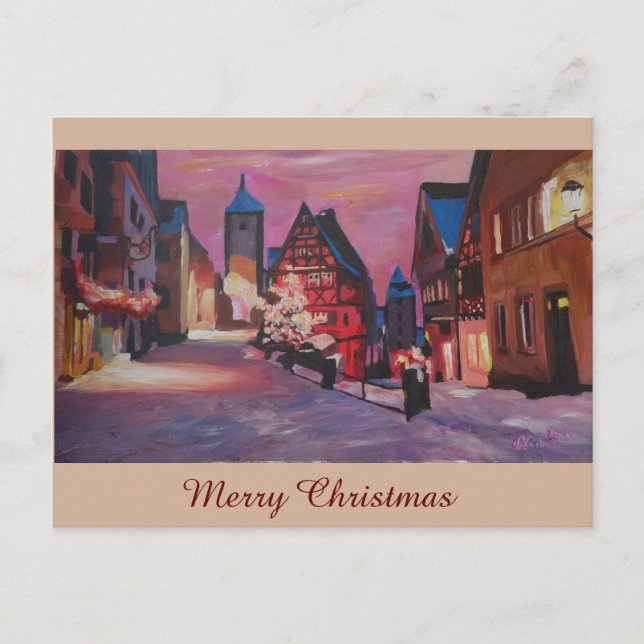 Cartão Postal De Festividades Rothenburg romântico Tauber Alemanha no inverno (Frente)