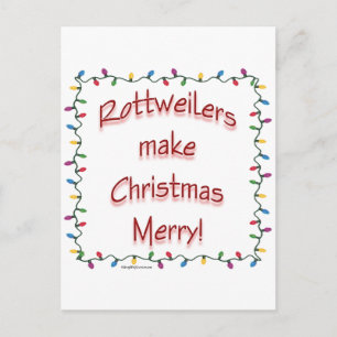 Cartão Postal De Festividades Rotitweilers fazem Feliz de Natal