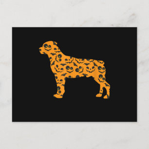 Cartão Postal De Festividades Rottweiler Pumpkin Bat Shape Engraçado Halloween