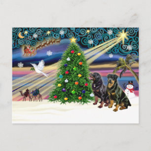Cartão Postal De Festividades ROTTWEILERS Mágicos Xms-2
