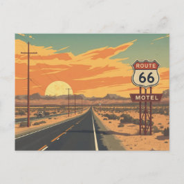 Cartão Postal De Festividades Route 66 Sunset Vintage Road Travel Art