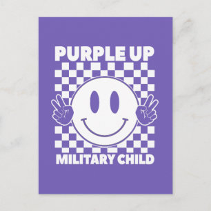 Cartão Postal De Festividades Roxo Para Crianças Militares Mês Militar