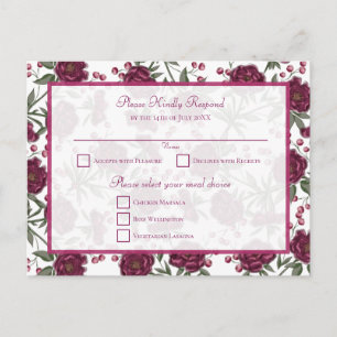 Cartão Postal De Festividades RSVP Casamento Rosa Marrom