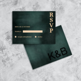 Cartão Postal De Festividades RSVP de Casamento Negra Negra Negra Moderna Emeral