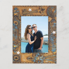 Cartão Postal De Festividades RSVP de Chave de Esqueleto Antiquado do Casal do n