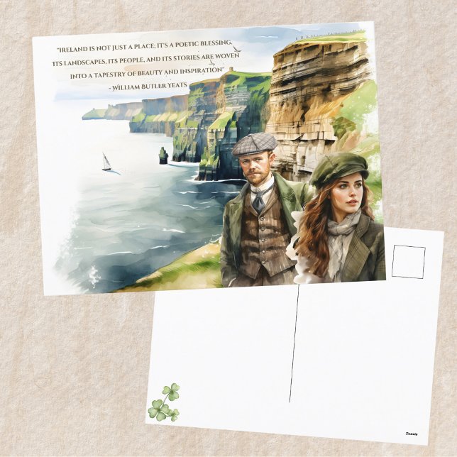 Cartão Postal De Festividades Rua d'água. Dia de Patrick Citação irlandesa Yeats (Criador carregado)