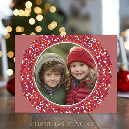 Cartão Postal De Festividades Rua de Natal 1 Foto com amoras vermelhas