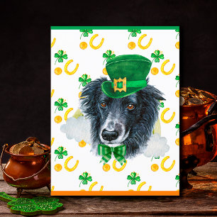 Cartão Postal De Festividades Rua de Shamrock do Cachorro Fronteiriço. Dia dos P