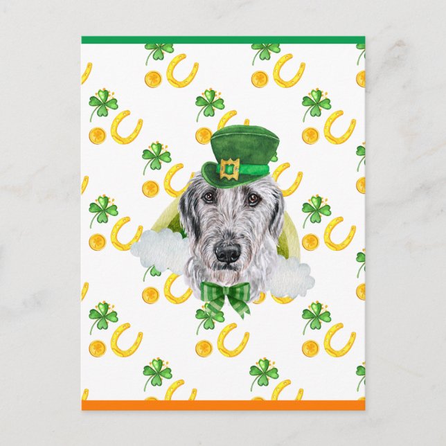Cartão Postal De Festividades Rua de Shamrock irlandês Wolfhound. Dia dos Patric (Frente)