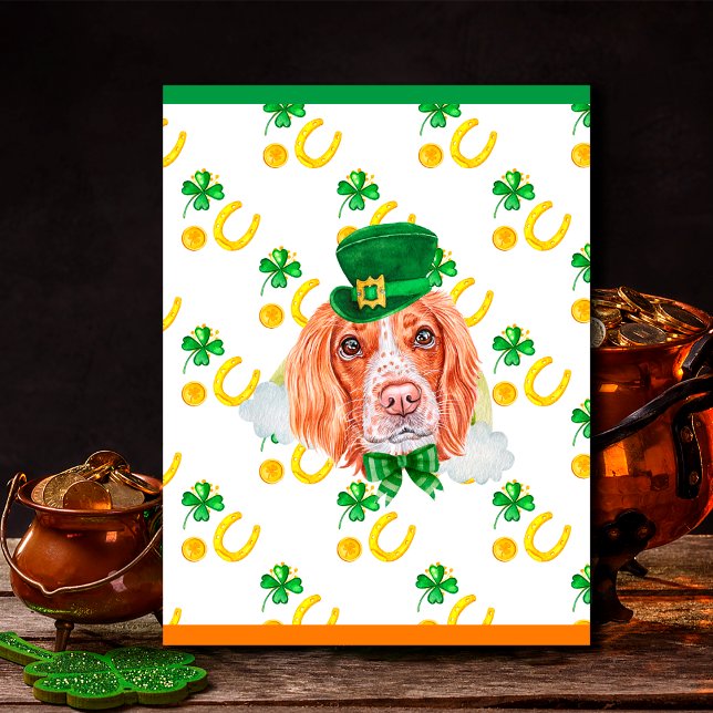 Cartão Postal De Festividades Rua Inglês Springer Spaniel Shamrock. Dia dos Patr (Criador carregado)