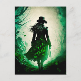 Cartão Postal De Festividades Rua misteriosa, fantasia negra do dia de Patrick