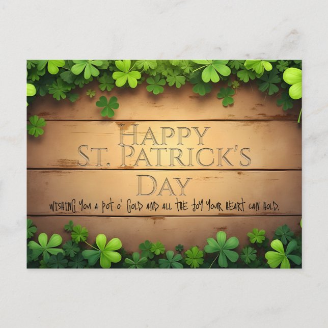 Cartão Postal De Festividades Rua Sortuda. Desejos do Dia de Patrick 🍀 (Frente)