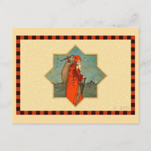 Cartão Postal De Festividades Rua Vintage Red Papai Noel Nicholas