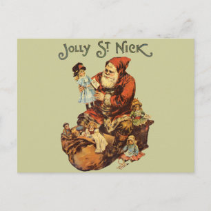 Cartão Postal De Festividades Rua Vintage Santa Claus. Impressão de Arte Níque