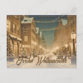 Cartão Postal De Festividades Ruas natalinas cobertas de neve no centro da cidad