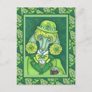 CARTÃO POSTAL DE FESTIVIDADES RUAS. PADDY'S IRISH VERDE POODLE FRANCÊS, CACHORRO