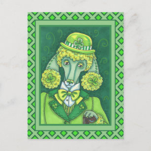 CARTÃO POSTAL DE FESTIVIDADES RUAS. PADDY'S IRISH VERDE POODLE FRANCÊS, CACHORRO