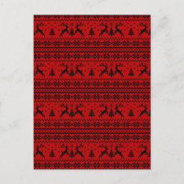 Cartão Postal De Festividades Ruby Red Reindeer Sweater A Olhar O Natal