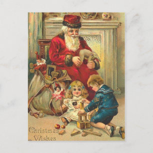 Cartão Postal De Festividades Russian Style Santa Christmas Card Toys