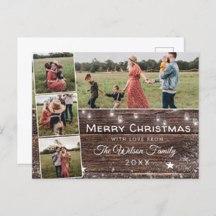 Cartão Postal De Festividades Russo Country Wood String Luzes Mason Jars