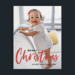 Cartão Postal De Festividades Russo Moderno Caligrafia Vermelho Feliz Natal<br><div class="desc">Feliz Natal! Mande cumprimentos festivos nesta época de Natal com este cartão-postal de Natal personalizável. Apresenta caligrafia moderna rustica. Personalize adicionando uma foto,  nomes,  ano e outros detalhes. Este cartão-postal de Natal para fotografia de caligrafia moderna está disponível em outros estoques de papelão.</div>