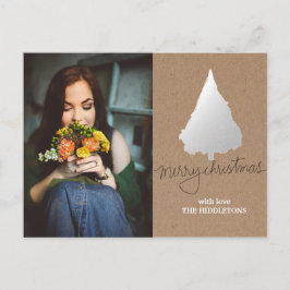 Cartão Postal De Festividades Rustic Kraft Paper Silver Christmas Tree Photo