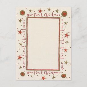 Cartão Postal De Festividades Rustic nosso primeiro cartão de Natal