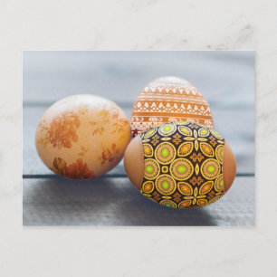 Cartão Postal De Festividades Rustic Painted Easter eggs