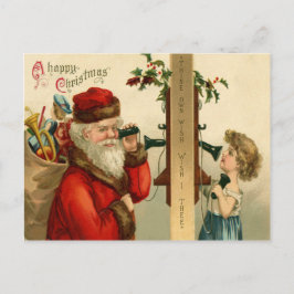 Cartão Postal De Festividades Saco de Brinquedos do Papai Noel Azevinho Telefone