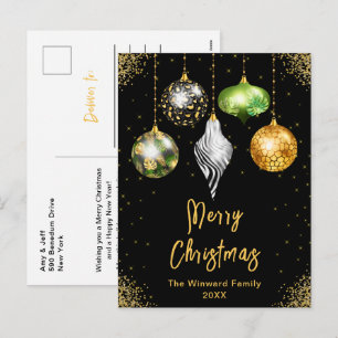 Cartão Postal De Festividades Safari Adornos de Natal Feliz Natal