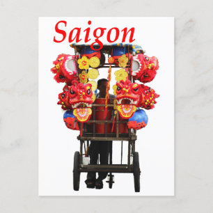 Cartão Postal De Festividades Saigon Vietnam - dança do Leão Feliz ano novo 2024