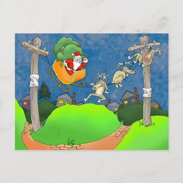 Cartão Postal De Festividades Saindo com Papais noeis. (Frente)