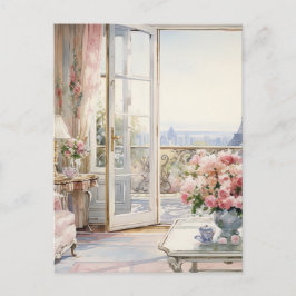 Cartão Postal De Festividades Sala de Estância do País de Aquarela