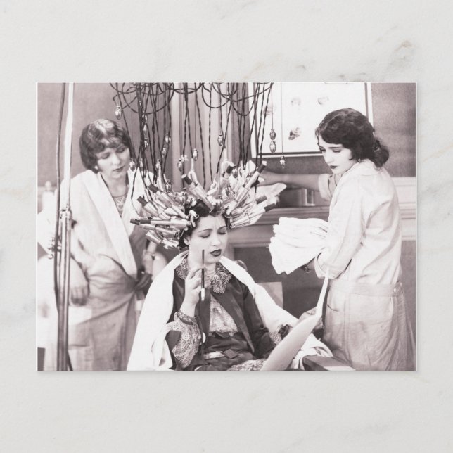 Cartão Postal De Festividades Salão de Cabelo Retro Divertido (Frente)