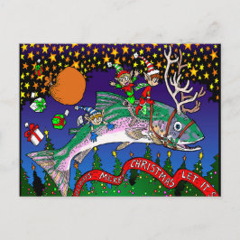 Cartão Postal De Festividades Salmões do Natal