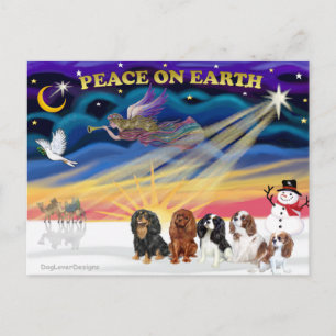 Cartão Postal De Festividades Salto de Natal - Cavalier Kings Charles (cinco)