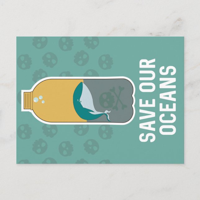 Cartão Postal De Festividades Salve nossos oceanos // Sensibilização para as mud (Frente)