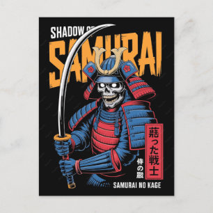 Cartão Postal De Festividades Samurai Gato Preto Guerreiro Japonês Vintage
