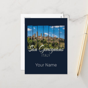 Cartão Postal De Festividades San Gimignano Toscana Itália Vinatge Panorâmica Vi