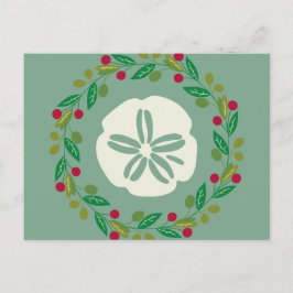 Cartão Postal De Festividades Sand Dollar Seashell Christmas Wreath