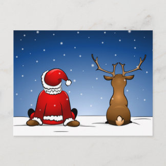 Cartão Postal De Festividades Santa and Ruloph