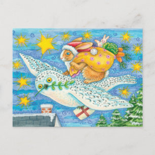 Cartão Postal De Festividades Santa Bunny Christmas