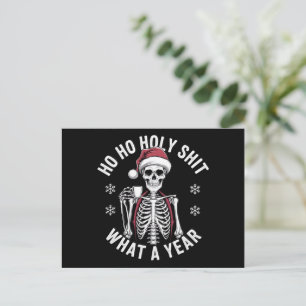Cartão Postal De Festividades Santa Camisa Que Esqueleto De Humor De Natal De Um