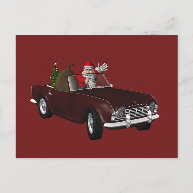 Cartão Postal De Festividades Santa Claus ama Triumph TR4 (Frente)