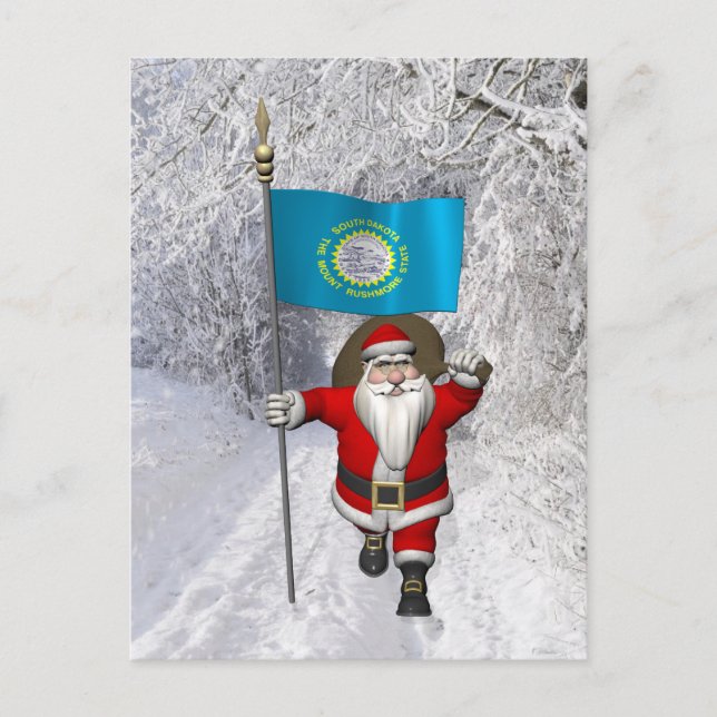 Cartão Postal De Festividades Santa Claus Com Alferes Da Dakota Do Sul (Frente)